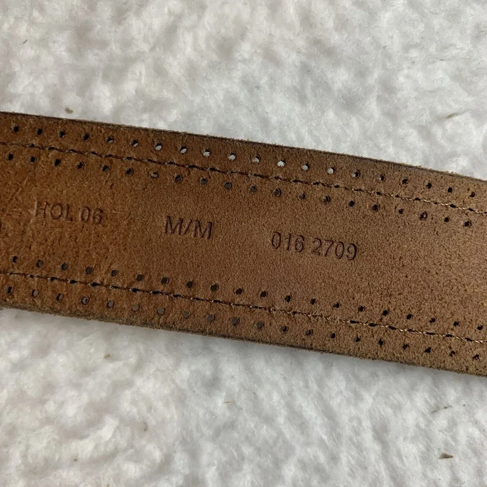 Eddie Bauer Waist Belt Men's Medium‎ Brown Leather Silver Buckle Adjustable 9607